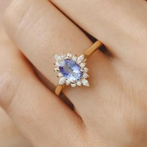 Pale wood rings-Felicity Oval Ceylon Sapphire Ring