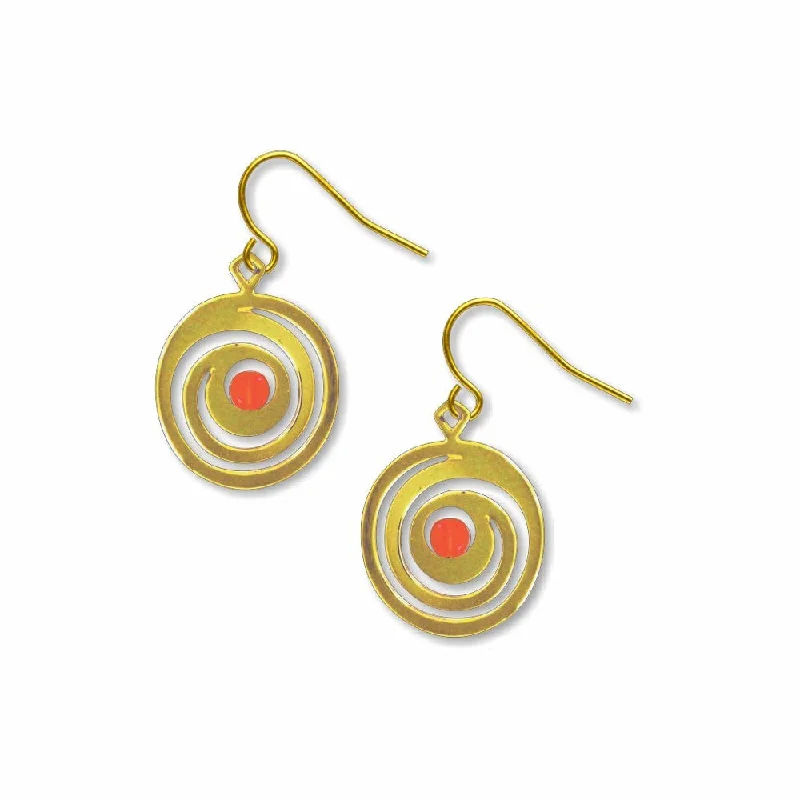 Fiber fringe earrings-Klimt The Kiss Spirals Earrings