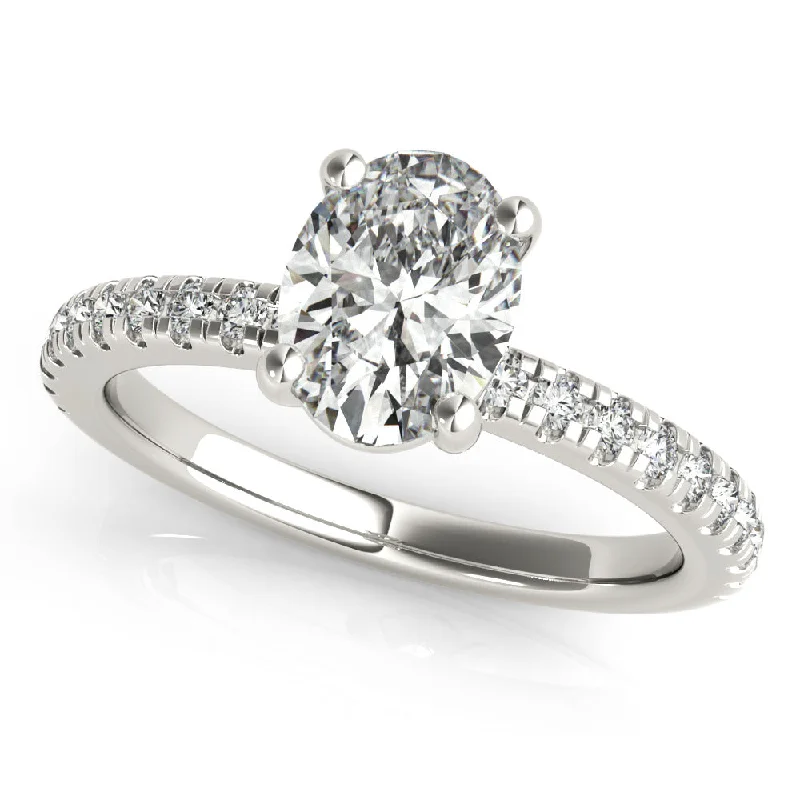 Flow style rings-Oval Pave Band Stirling Silver & CZ Proposal Ring