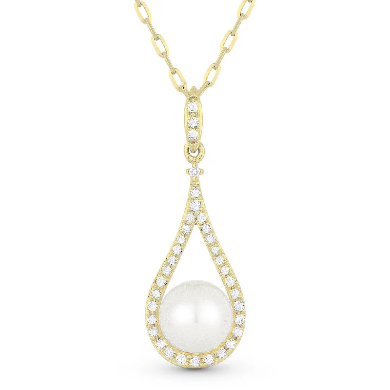 Knotted tribal necklaces-1.80Ct Pearl 16"pendant Necklace In 14K Yellow Gold