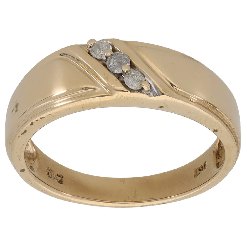 Oak grain rings-9ct Gold 0.06ct Diamond Trilogy Ring Size P