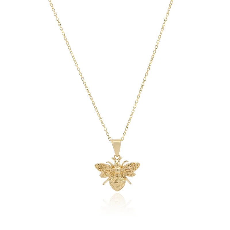 Blended metal necklaces-Gold Bee Necklace