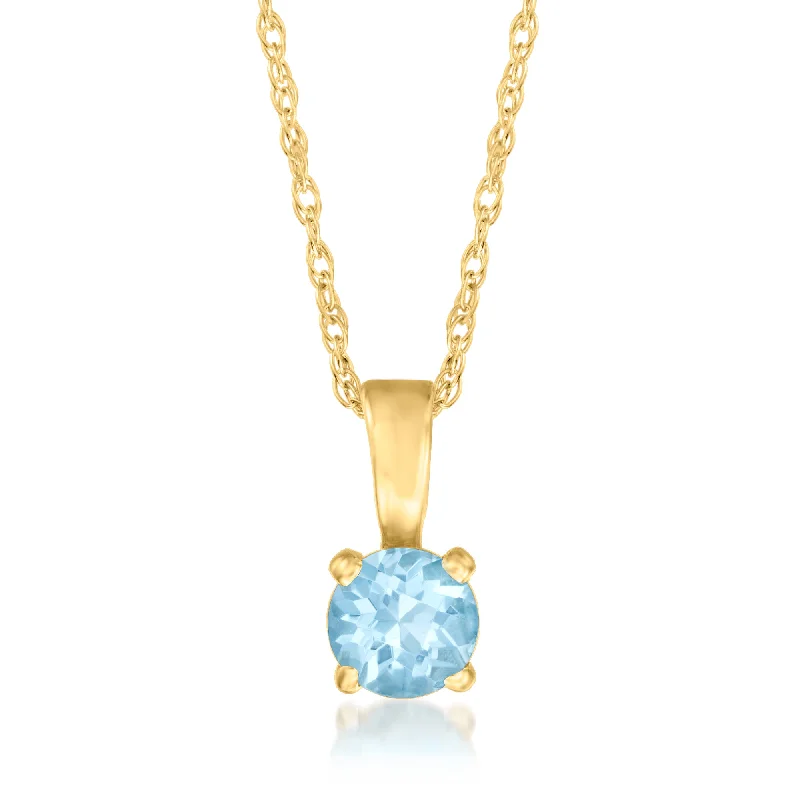 Sisal cord necklaces-Ross-Simons Swiss Blue Topaz Pendant Necklace in 14kt Yellow Gold. 16 inches