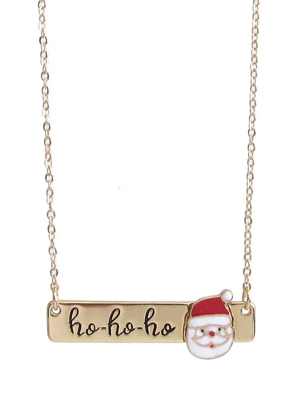 Java style necklaces-Santa Claus Gold Bar Pendant Holiday Necklace