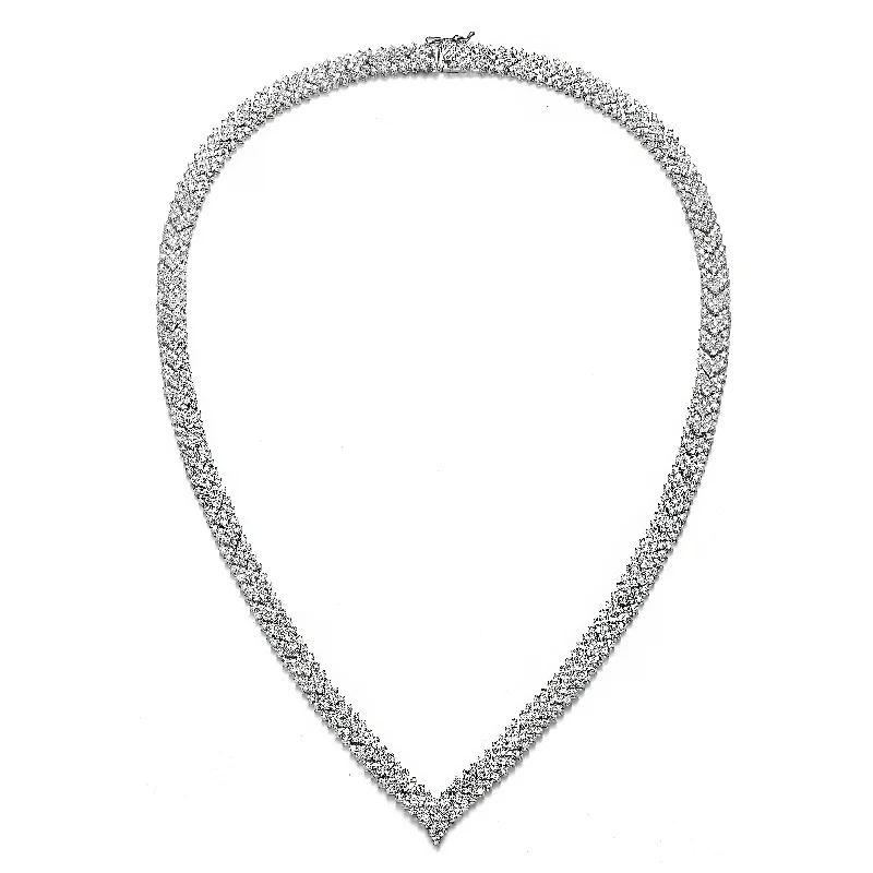 Thin choker necklaces-GENEVIVE Sterling Silver Cubic Zirconia Cluster Arrow Head Style Necklace