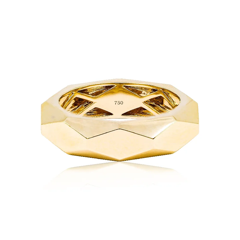 Bead trim rings-18K YELLOW GOLD 6MM CONTEMPORARY GEOMETRIC RING