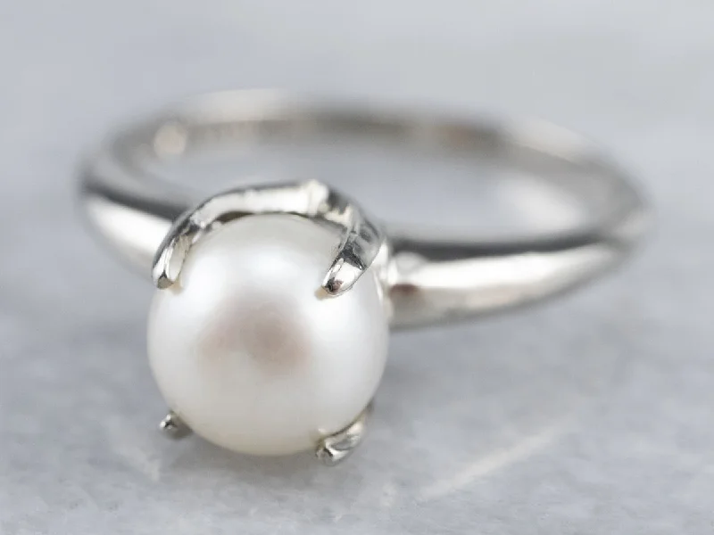 Sharp crystal rings-White Pearl Solitaire Ring