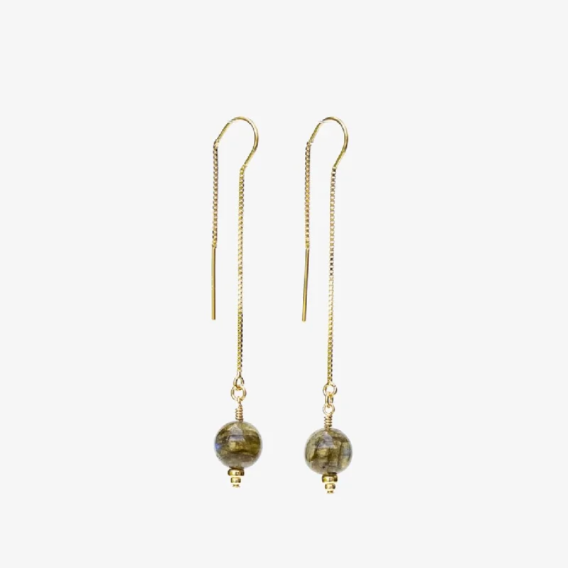 Eclipse phase earrings-Delia Thread Earrings ~ Labradorite