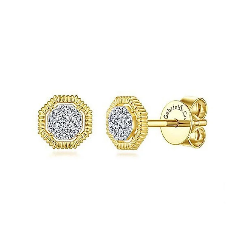 Rope loop earrings-Pave Diamond Studs