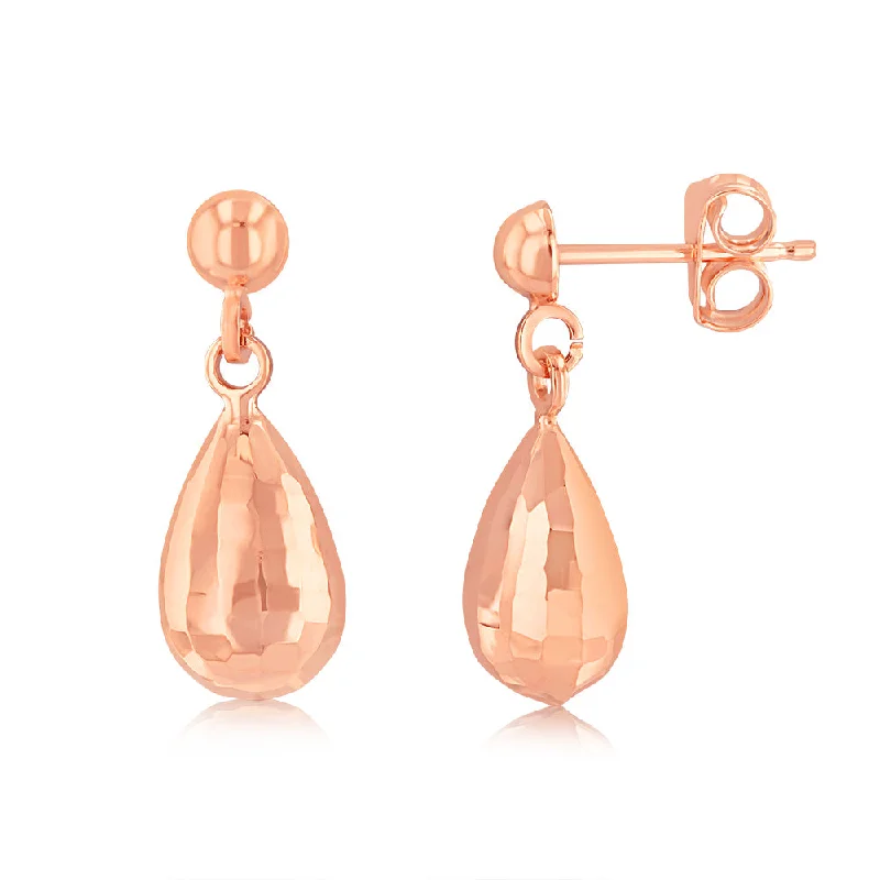 Slim stack rings-9ct Rose Gold Diamond Cut Tear Drop Earring