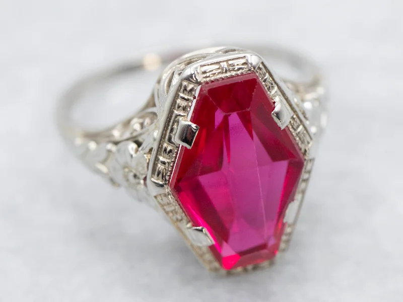 Rope band rings-Art Deco Synthetic Ruby Cocktail Ring