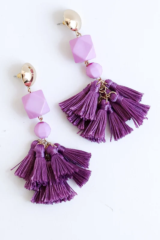 Goshenite earrings-Sutton Tassel Statement Earrings