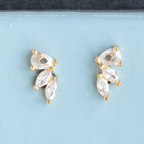 Java tile earrings-Marquise Cubic Zirconia Waterfall Post Stud Earring Crystal