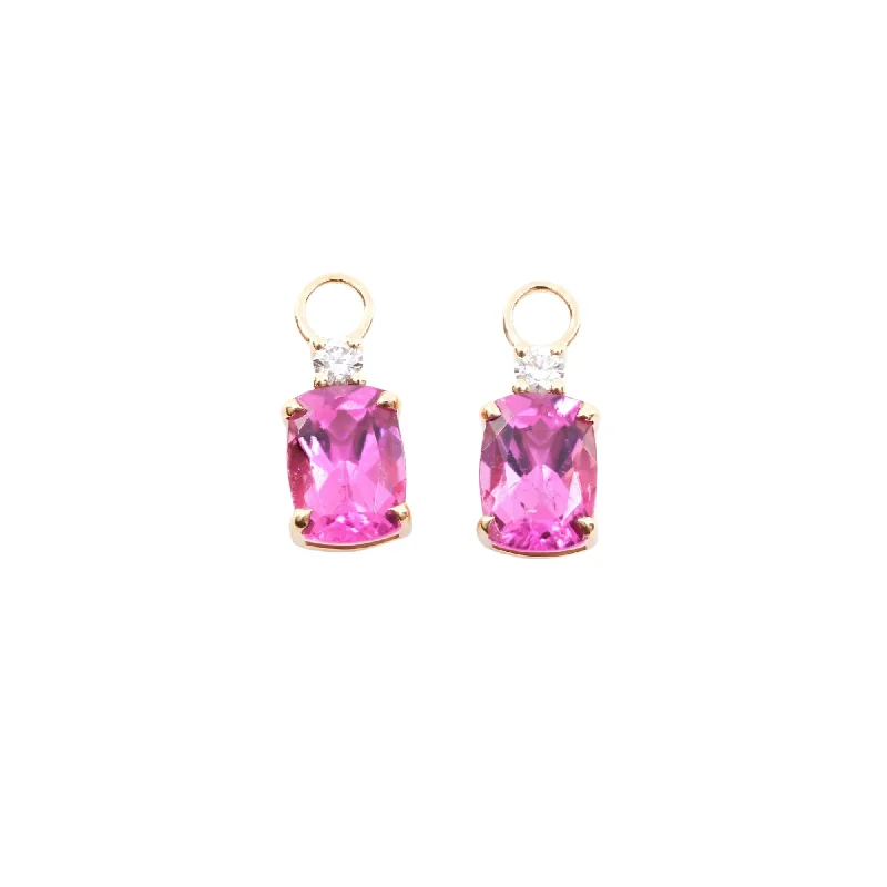 Dove design rings-18K YELLOW GOLD RUBELLITE AND DIAMOND EARRING CHARMS