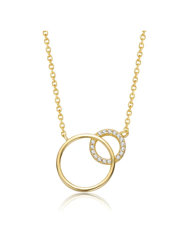 Elastic thread necklaces-14k Gold Plated with Clear Cubic Zirconia Entwined Triple Eternity Circle Necklace