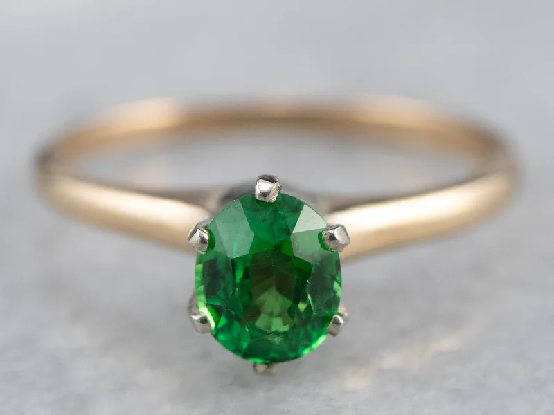 Danburite rings-Tsavorite Garnet Gold Solitaire Ring