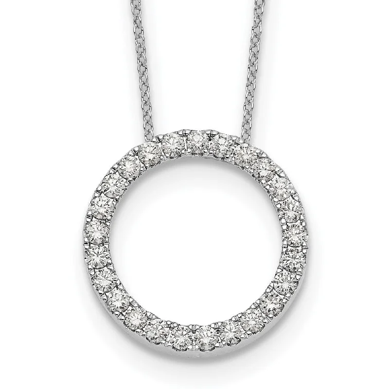 Woven link necklaces-14k Gold 1 Ct Lab Grown Diamond Eternity Pendant Necklace 18"