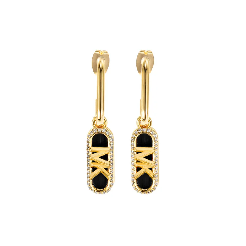 Flow shape rings-Michael Kors 14ct Yellow Gold Plated Brass Black Onyx Empire Charm Drop Earring