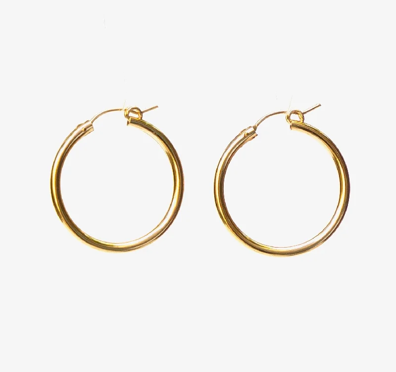 Fluorite stone earrings-Gold Hoop Earrings - Large