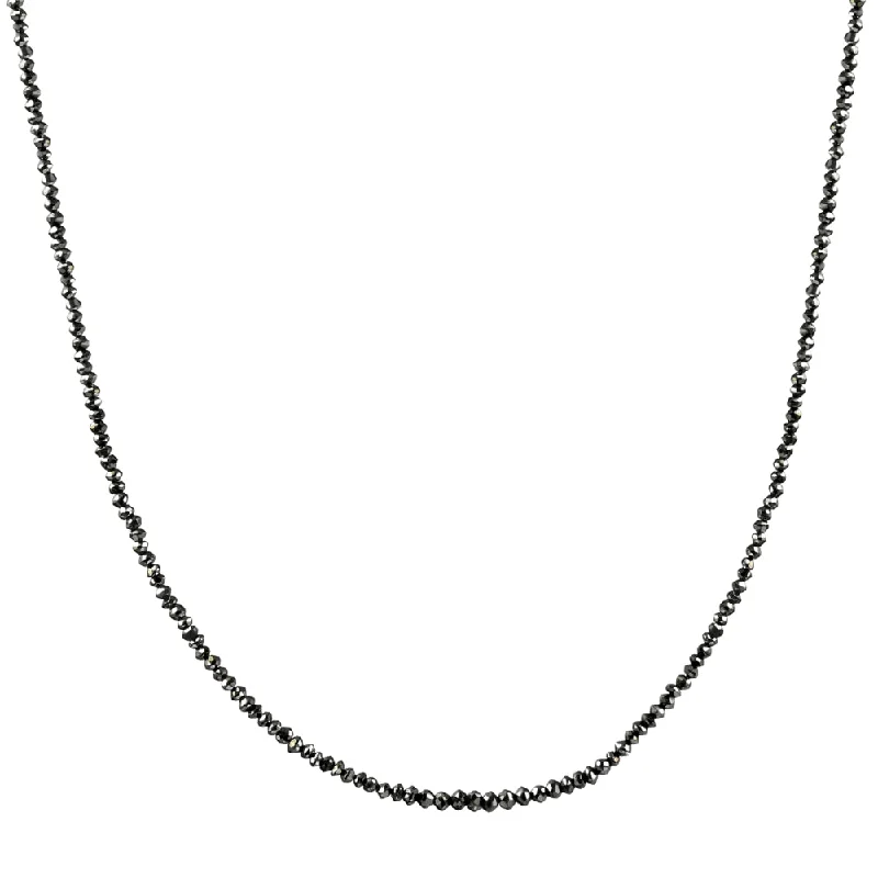 Antique bronze necklaces-15Ct TW Black Diamond Necklace 16" With 2" Extended 18k White Gold