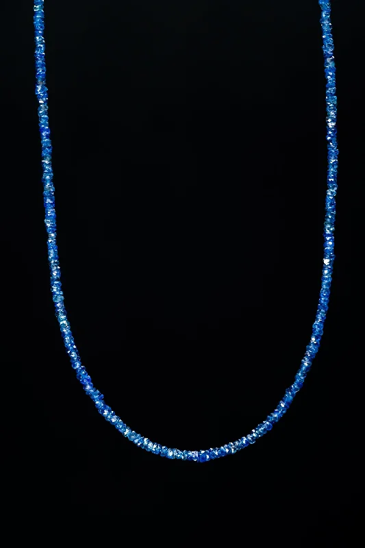 Flat bar necklaces-14k White Gold Rose Cut Sapphire Necklace