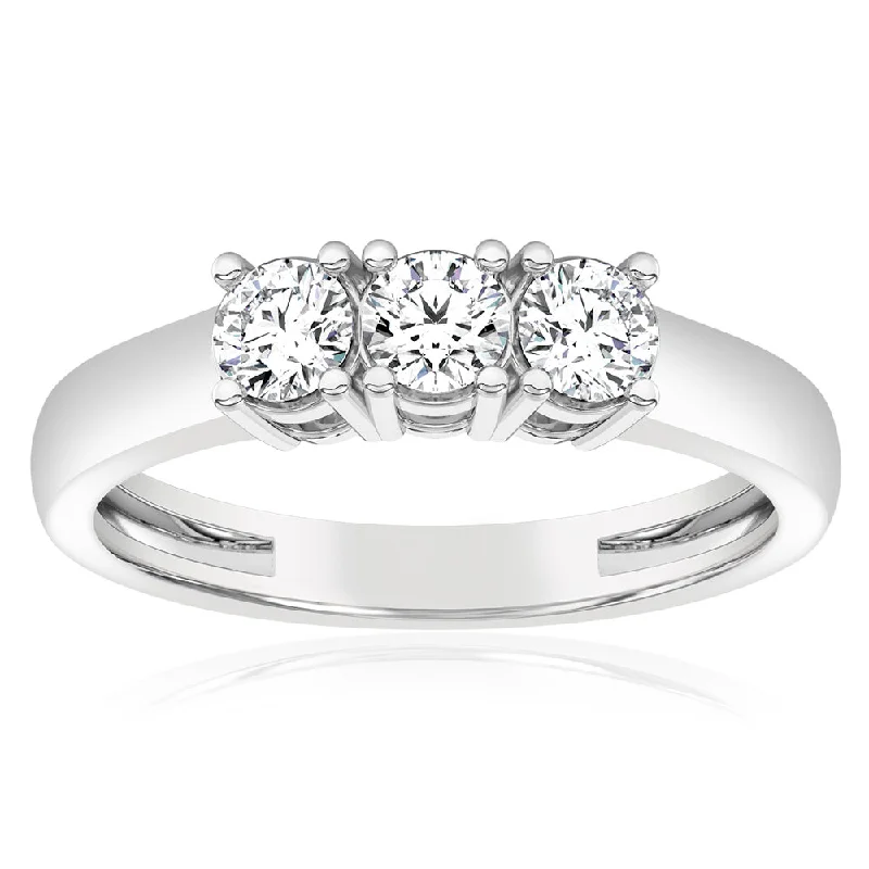 Bold stone rings-Luminesce Lab Grown 60pt Diamond Trilogy Ring in 9ct White Gold