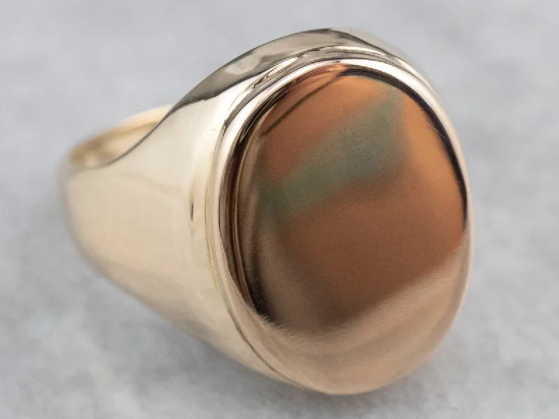 Gem-twisted rings-Unisex Plain Gold Signet Ring