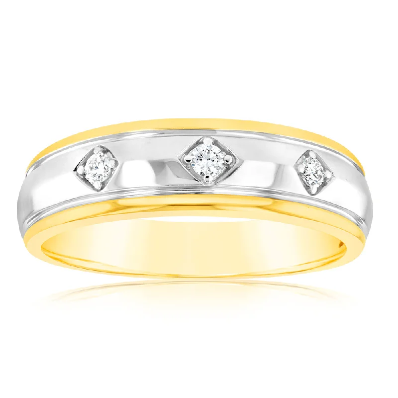 Sharp crystal rings-Luminesce Lab Grown 1/10 Carat Ring in 9ct Yellow & White Gold