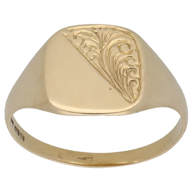 Octagon gem rings-9ct Gold Patterned Signet Ring Size Y