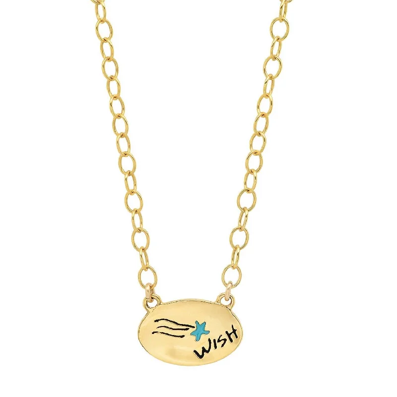 Vision eye necklaces-Women's Enamel Oval Necklace - Wish In Vermeil