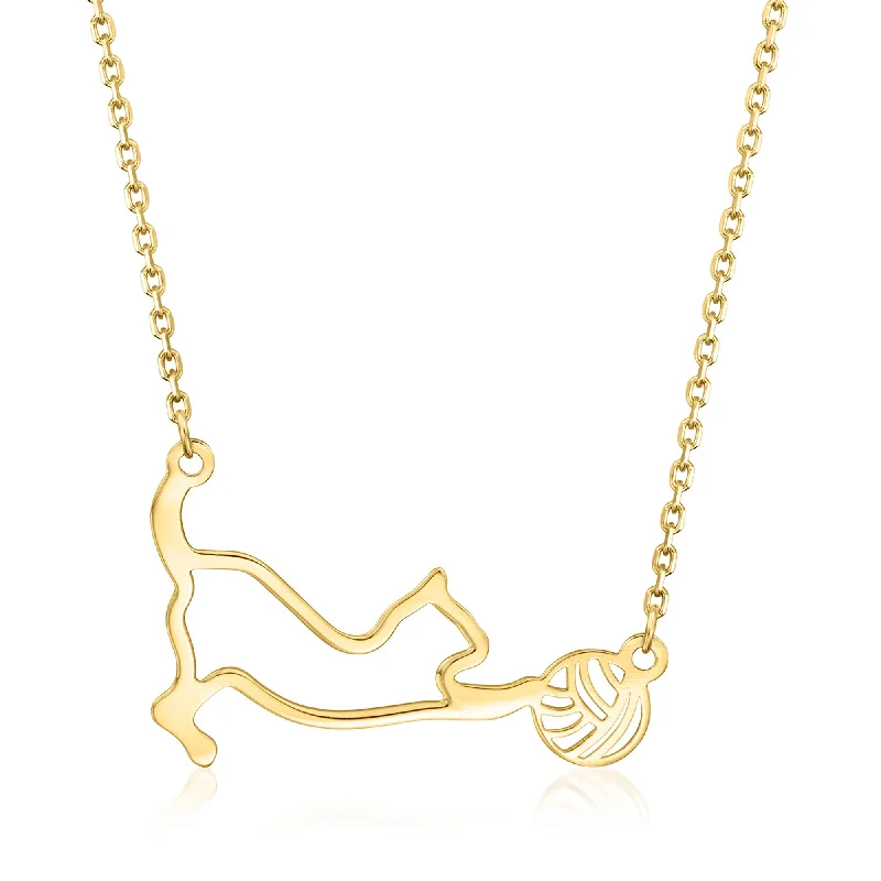 Leafy design necklaces-Ross-Simons Italian 14kt Yellow Gold Cat With Yarn Necklace