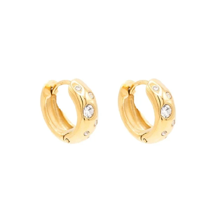 Light bead earrings-Circle Cubic Zirconia Huggie Hoop Earring