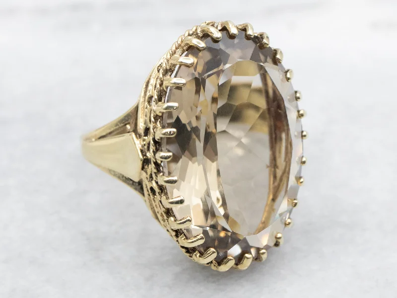 Firm band rings-Vintage Smoky Quartz Cocktail Ring