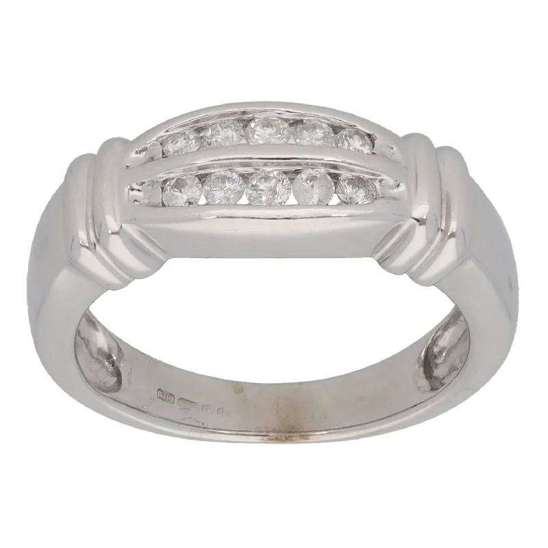 Bold stone rings-9ct White Gold 0.30ct Diamond Dress/Cocktail Ring Size N