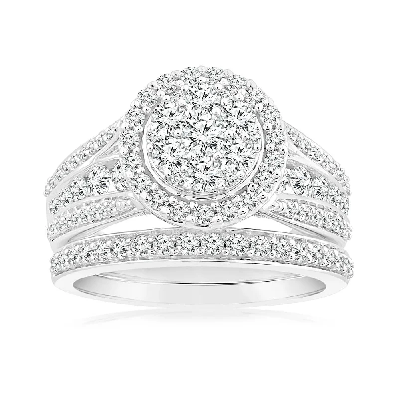 Owl motif rings-1.30 Carat Diamond Bridal Ring Set in 10ct White Gold