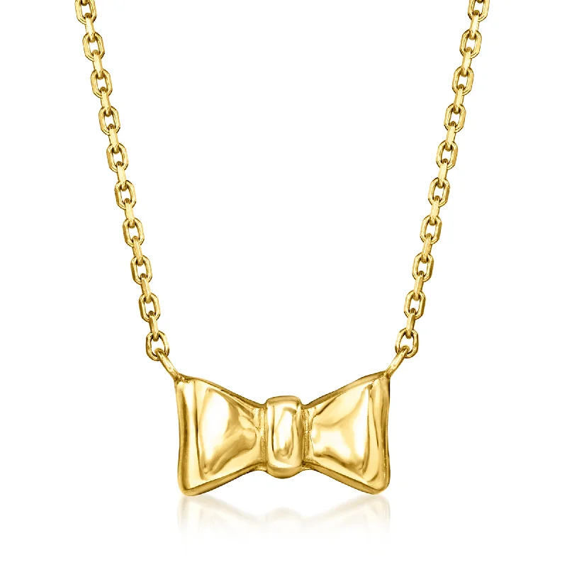 Knotted tribal necklaces-Canaria 10kt Yellow Gold Bow Necklace