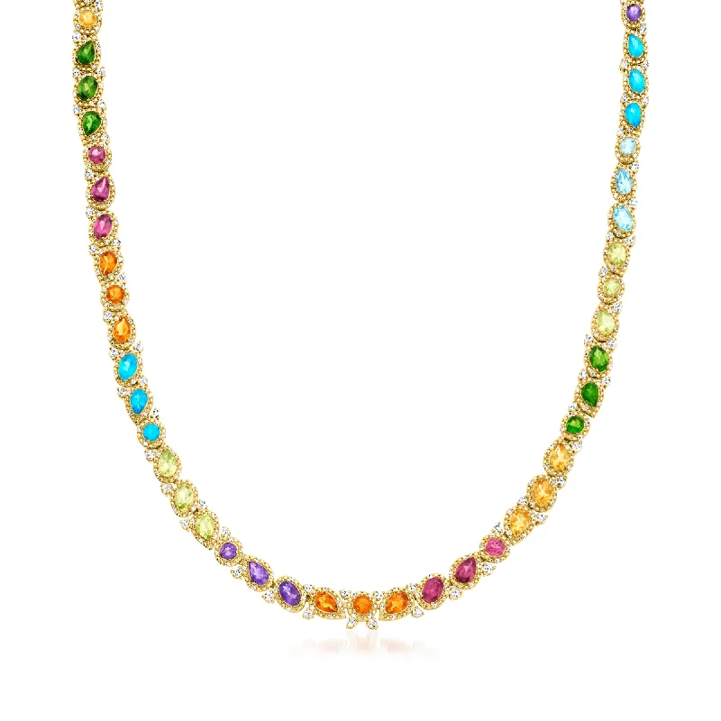 Trust charm necklaces-Ross-Simons Multi-Gemstone Necklace in 18kt Gold Over Sterling