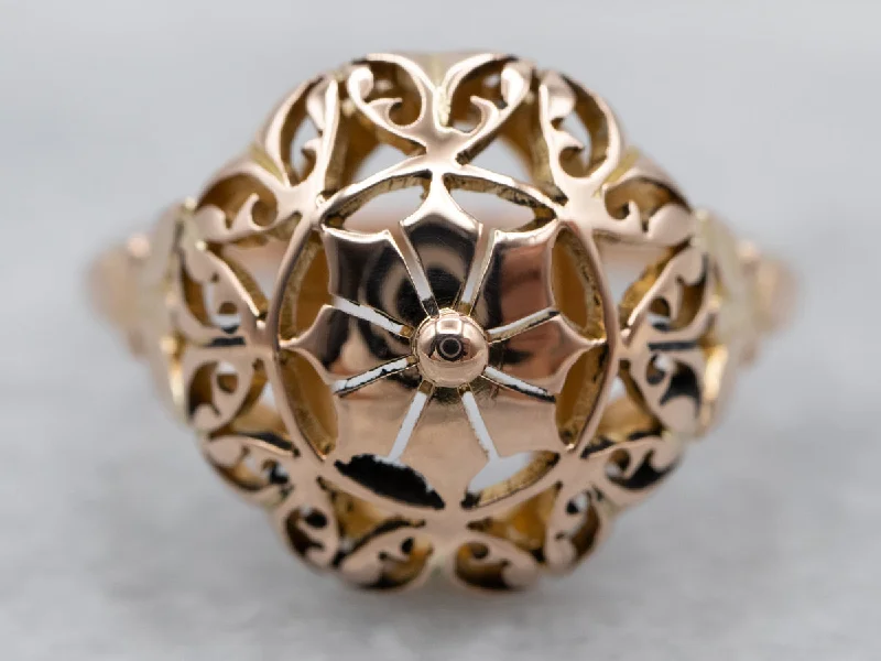 Reef knot rings-Gold Filigree Mandala Ring