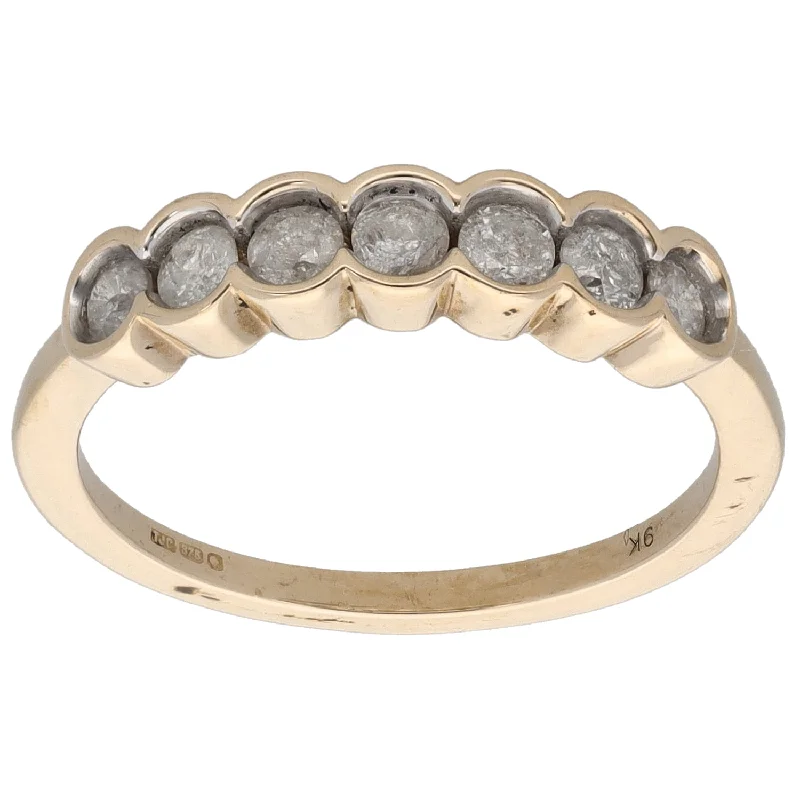 Round stone rings-9ct Gold 0.49ct Diamond Half Eternity Ring Size O