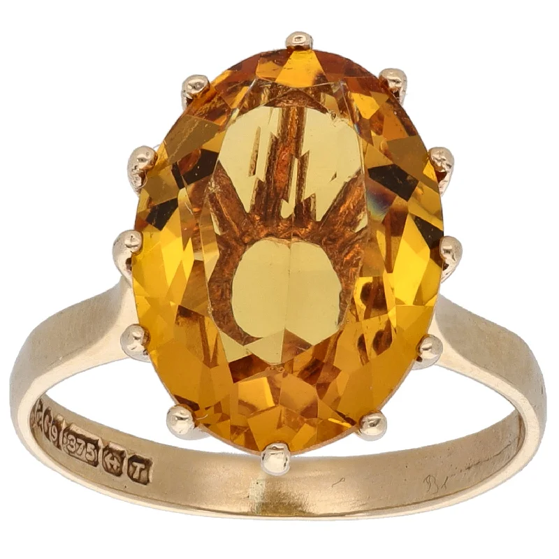 Danburite rings-9ct Gold Imitation Gem Single Stone Ring Size K