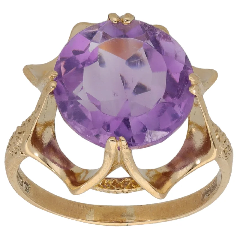 Shiny druzy rings-9ct Gold Amethyst Single Stone Ring Size O