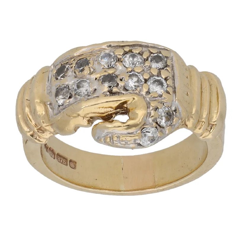 Open frame rings-9ct Gold Cubic Zirconia Boxing Glove Ring Size I