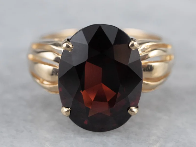 Rustic deco rings-Pyrope Garnet Gold Statement Ring