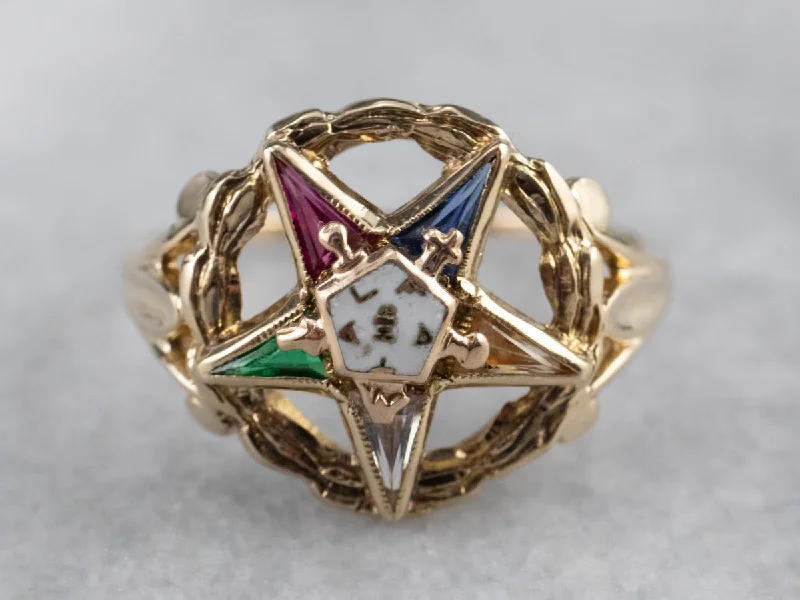 Danburite rings-Vintage Gold Order of the Eastern Star Ring