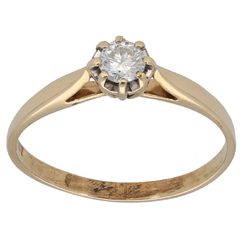 Subtle accent rings-9ct Gold 0.25ct Diamond Single Stone Ring Size Q