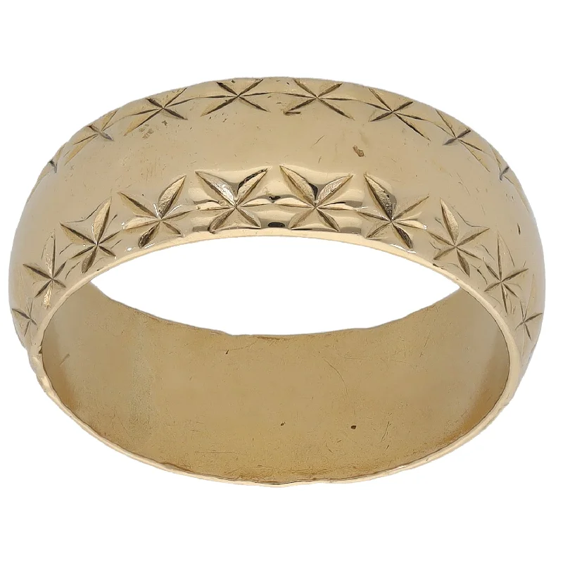 Slim stack rings-9ct Gold Patterned Wedding Ring Size P