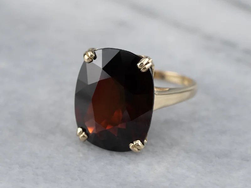 Neat band rings-Vintage Garnet Cocktail Ring in Yellow Gold