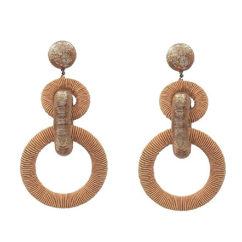 Fine threader earrings-Triple Tiered Blush Silk Hoop Earrings