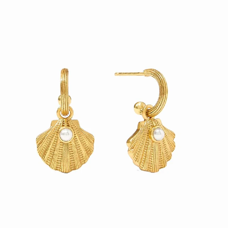 Solid hoop earrings-Sanibel Shell Hoop and Charm Earring