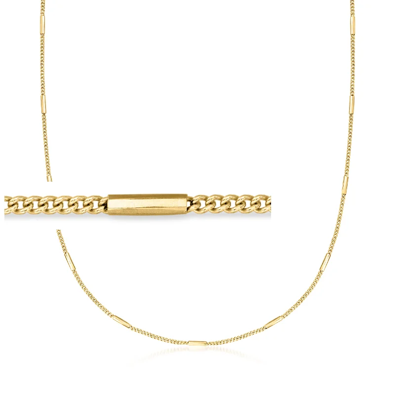 Flow pattern necklaces-RS Pure by Ross-Simons Italian 18kt Gold Vermeil Bar and Curb-Link Station Necklace